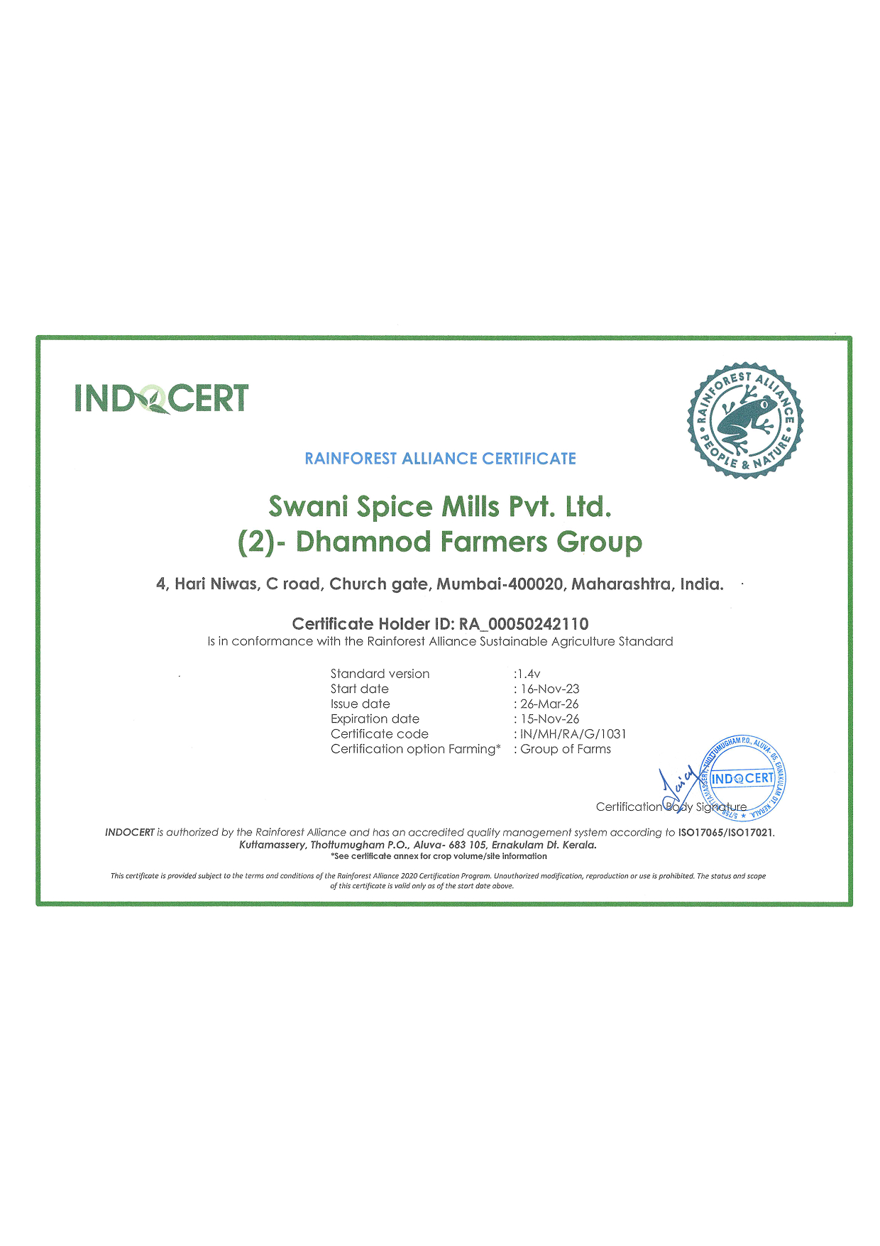 certificate